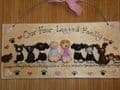 10 CHARACTER LARGE FAMILY WEDDING or TEACHER SIGN PLAQUE PEOPLE PETS CAT DOG BIRD ANY PHRASING UNIQUE GIFT